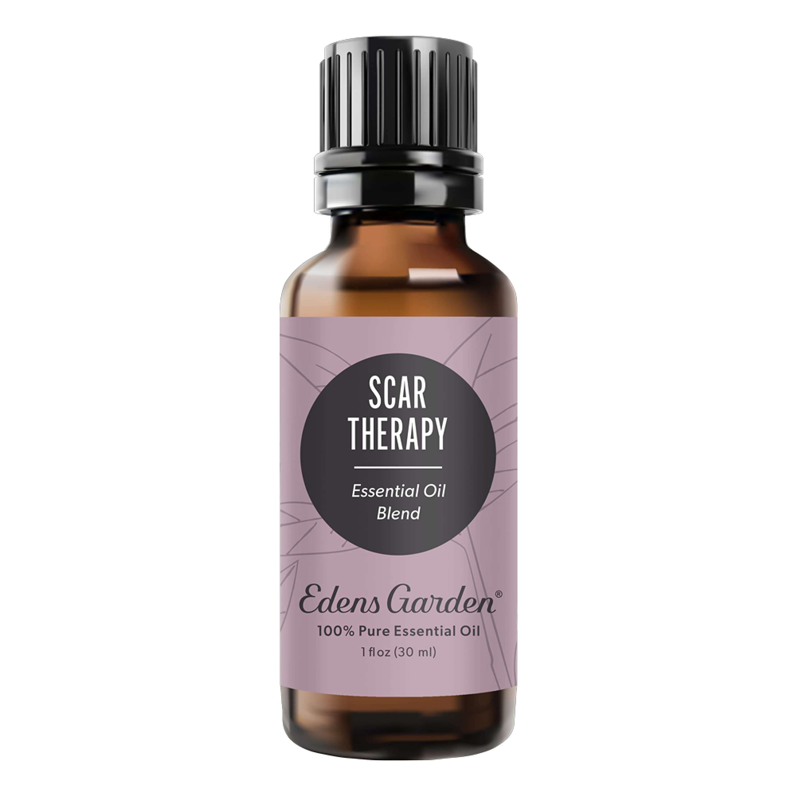 Edens Garden Scar Therapy bottle shows premium essential oil blend for skin care.