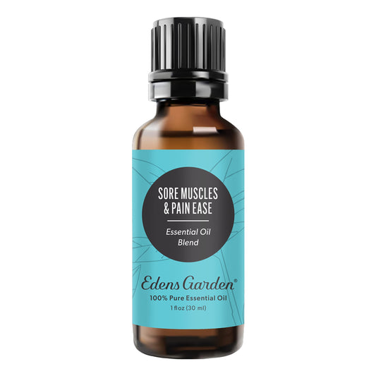 Edens Garden Sore Muscles & Pain Ease bottle front for soothing aromatherapy