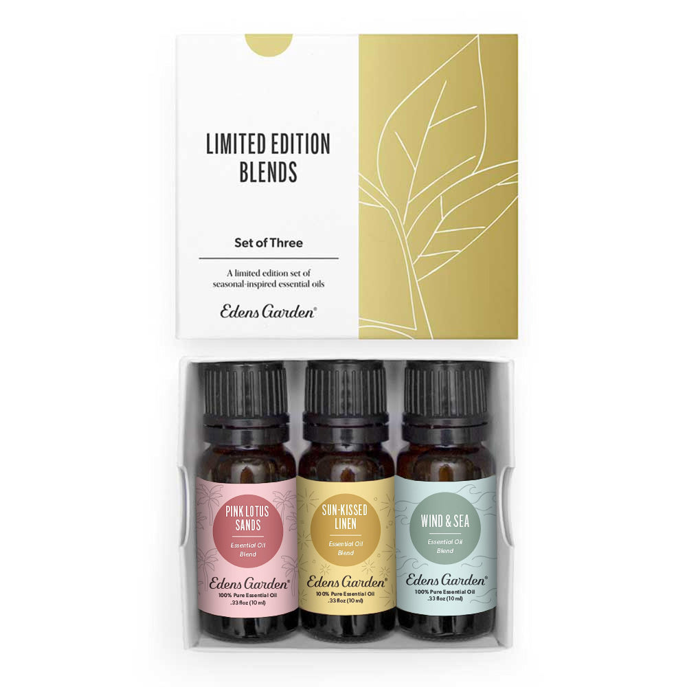 Edens Garden Summer Essential Oils 3-Pack bottles ready for diffusion and mood elevating blends.