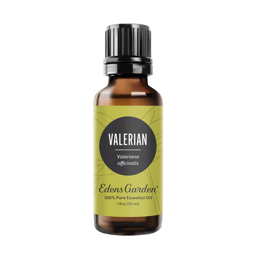 Edens Garden valerian oil bottle showing pure essential oil for calming routines