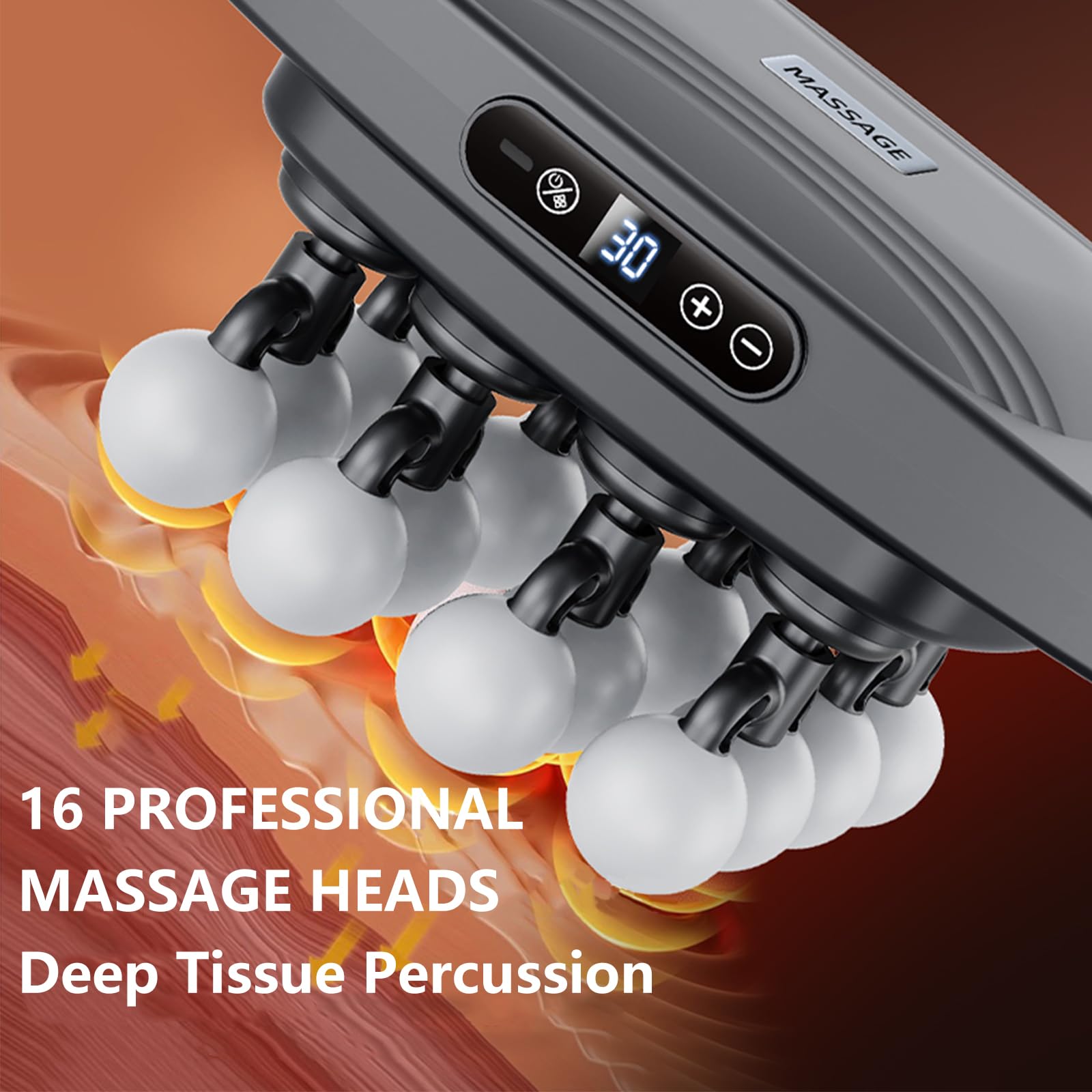 EDGSKGR deep-tissue percussion for accelerated recovery and knot relief.
