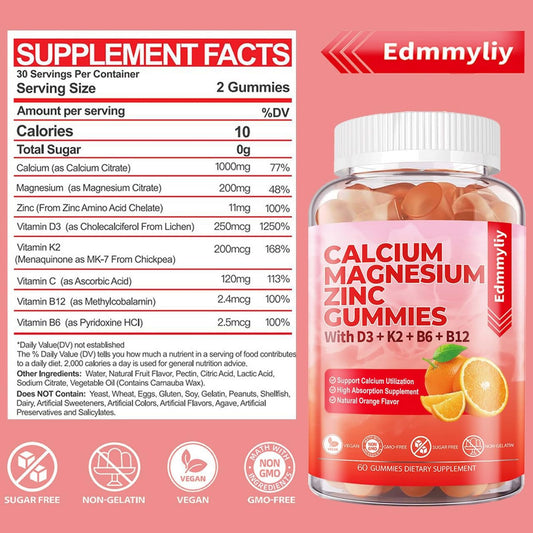 Edmmyliy calcium citrate 1000mg gummies for calcium absorption support