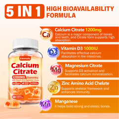Edmmyliy Calcium Citrate Gummies bottle on table highlights convenient adult supplementation.