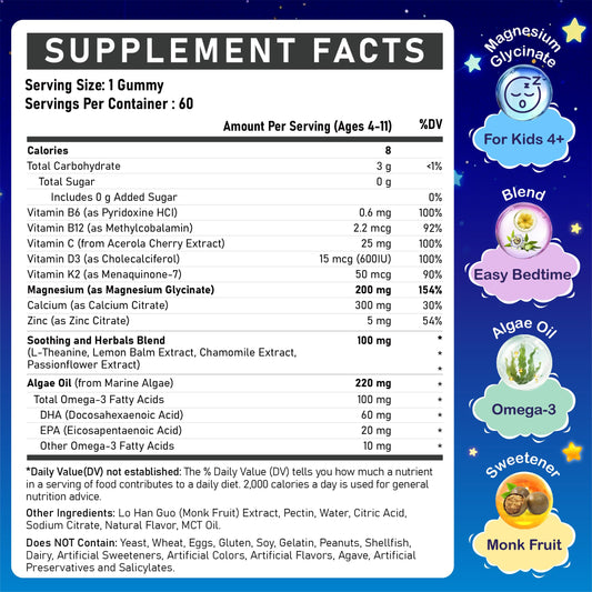 Edmmyliy Kids Magnesium Glycinate Gummies berry flavor close-up shows tasty, sugar-free chewables