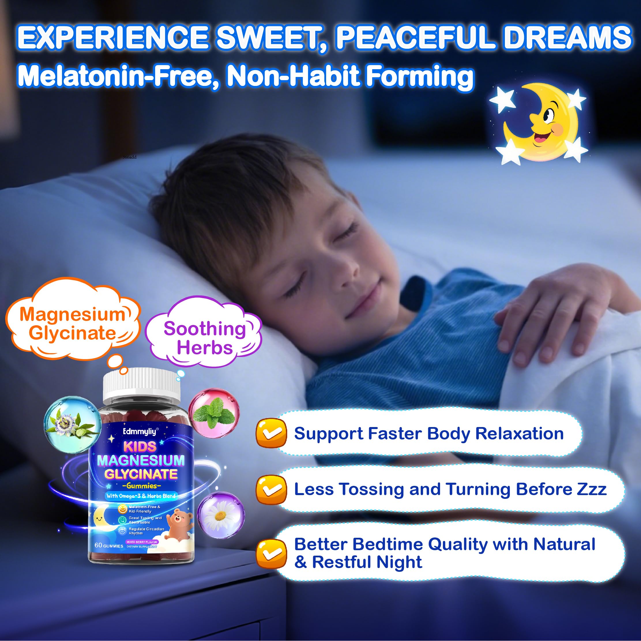 Edmmyliy gummies relaxation scene emphasizes L-theanine and calming herbs