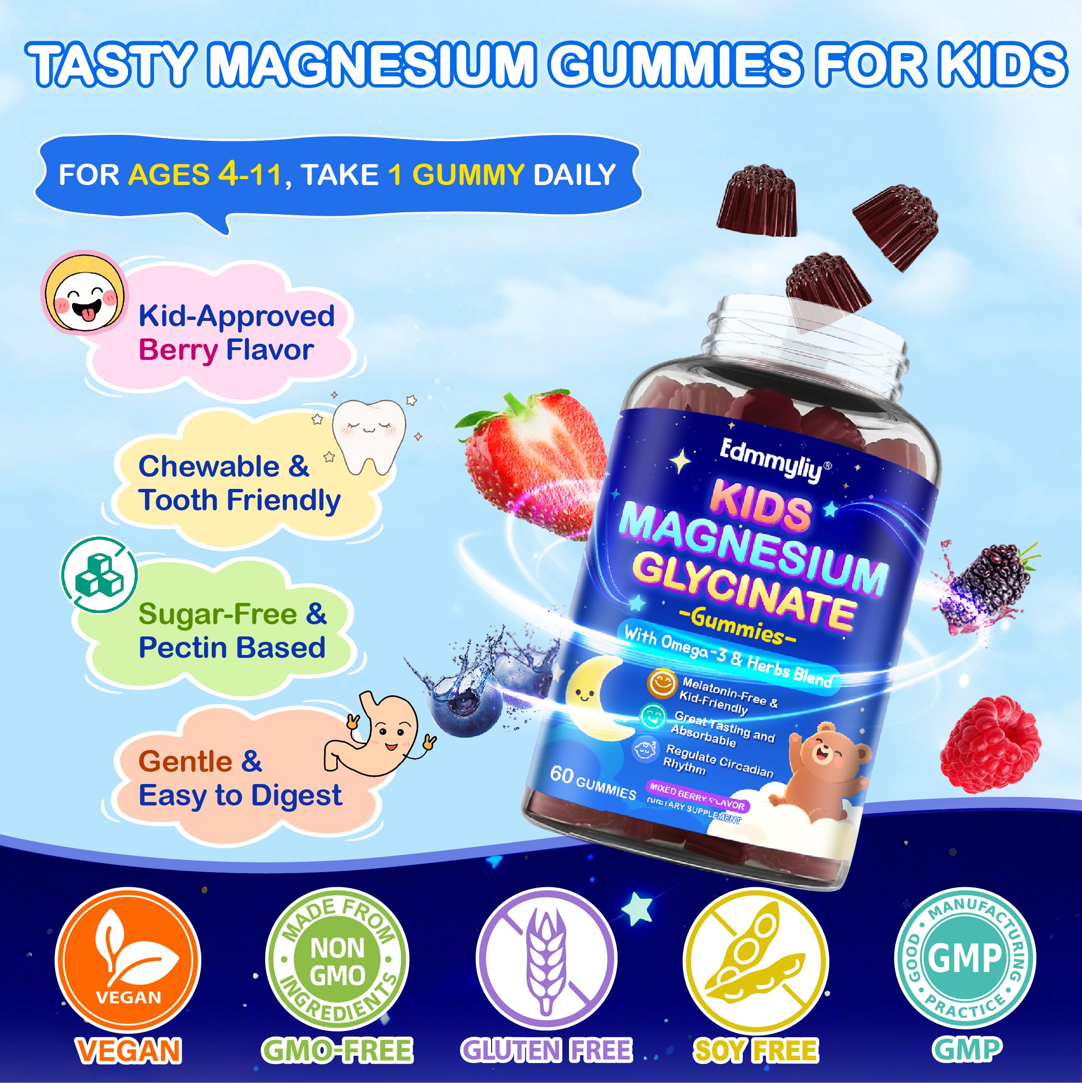 Edmmyliy gummies flavor close-up evokes berry sweetness without sugar
