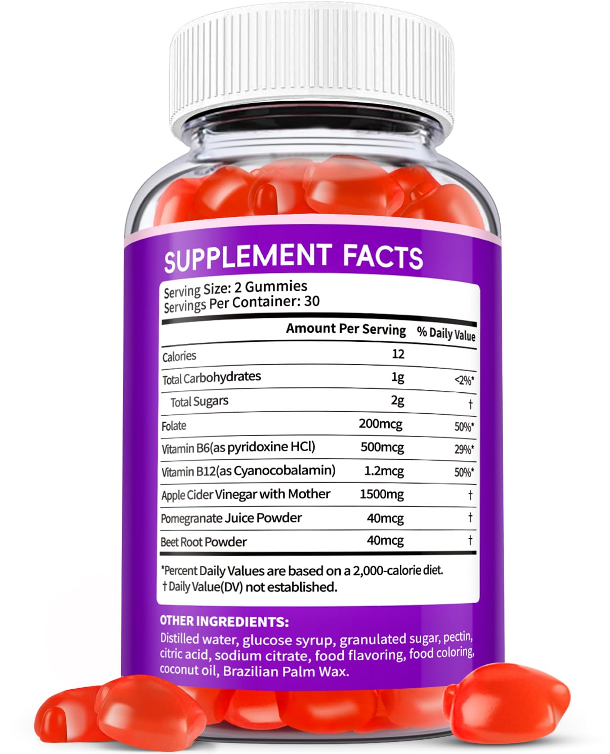 EDUDYF label on Keto ACV Gummies highlighting vegan and gluten-free ingredients