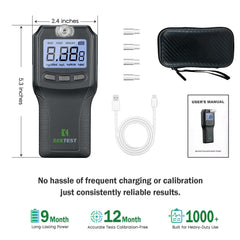 EEKTEST Breathalyzer USB charging emphasizes convenient power on longer trips
