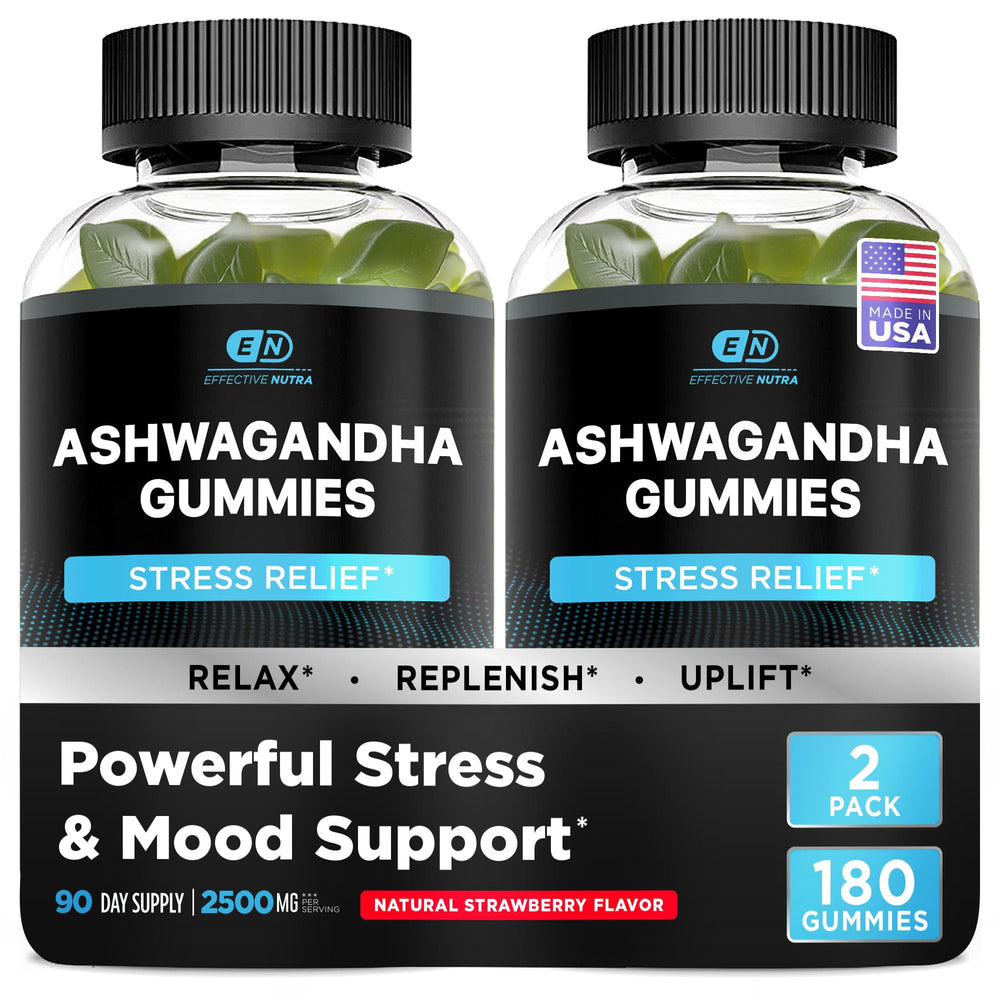 Effective Nutra Ashwagandha gummies bottle showing daily dose and ease of use
