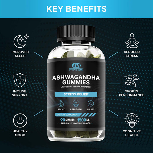 Close-up of Effective Nutra Ashwagandha gummies highlighting texture