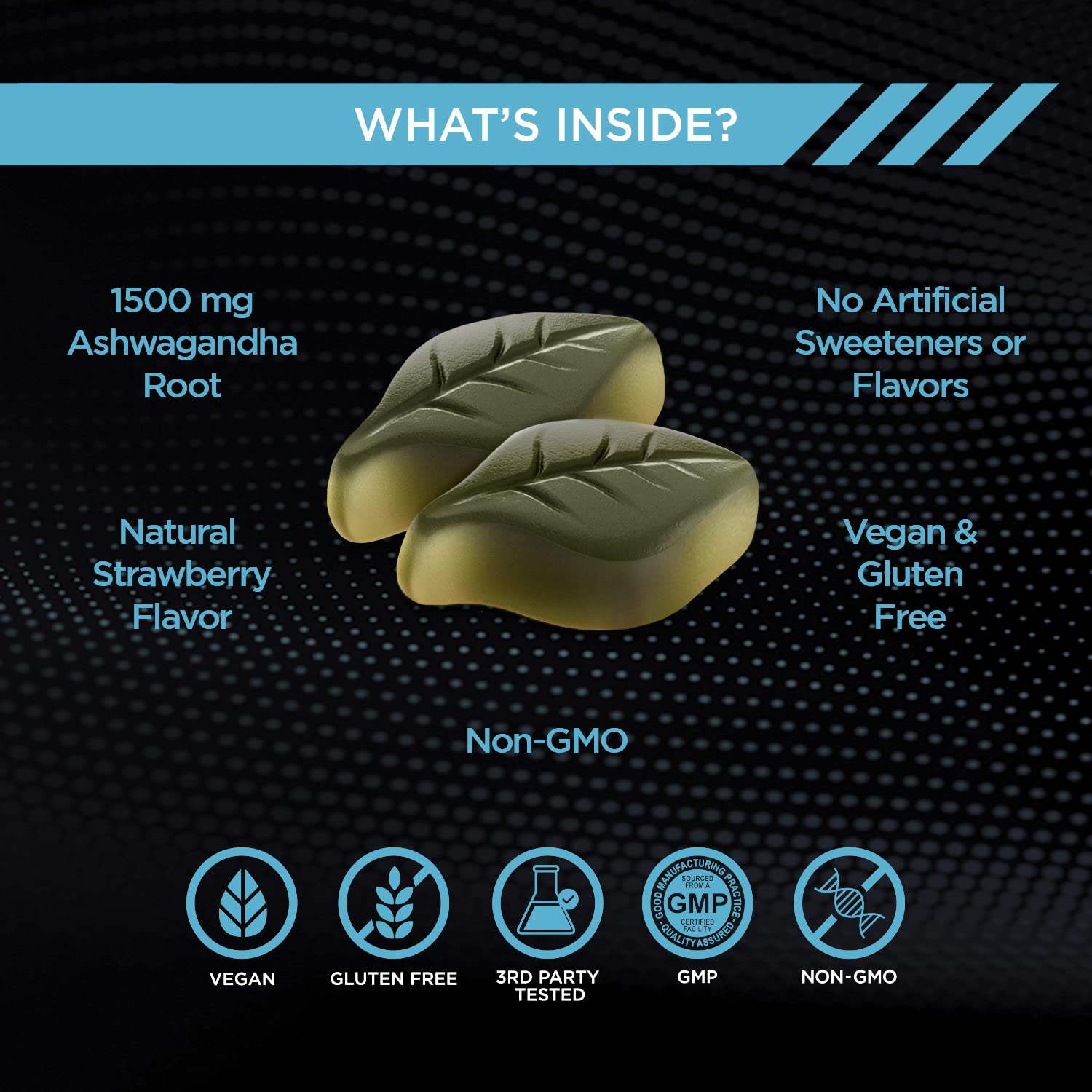 Two-gummy daily dose visual for Effective Nutra Ashwagandha gummies