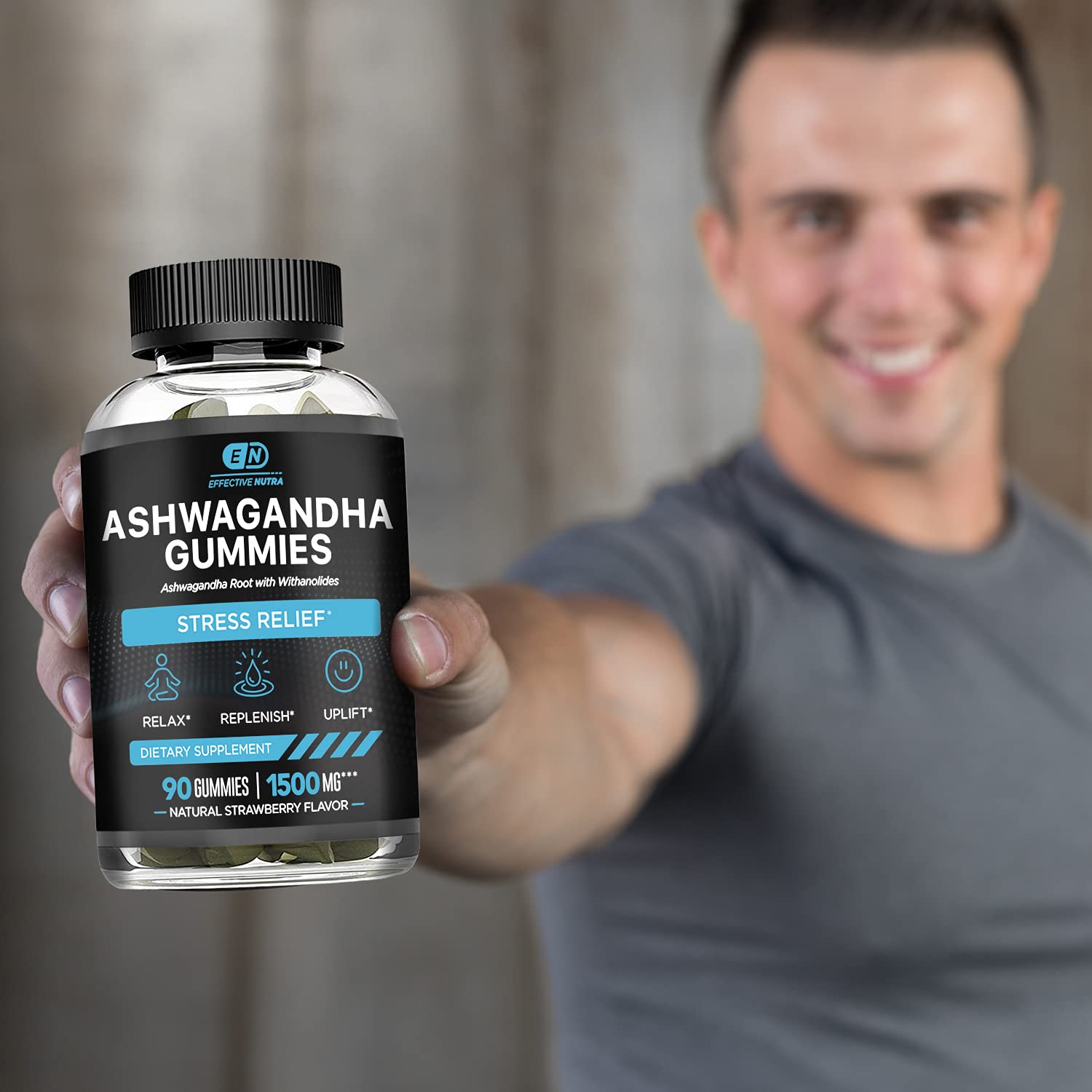 Third-party tested label on Effective Nutra Ashwagandha gummies