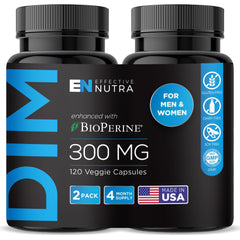 Effective Nutra DIM bottle front highlighting 300mg potency for hormone balance support.