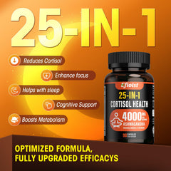 Efioist 25-in-1 herbal blend bottle label details comprehensive wellness ingredients.
