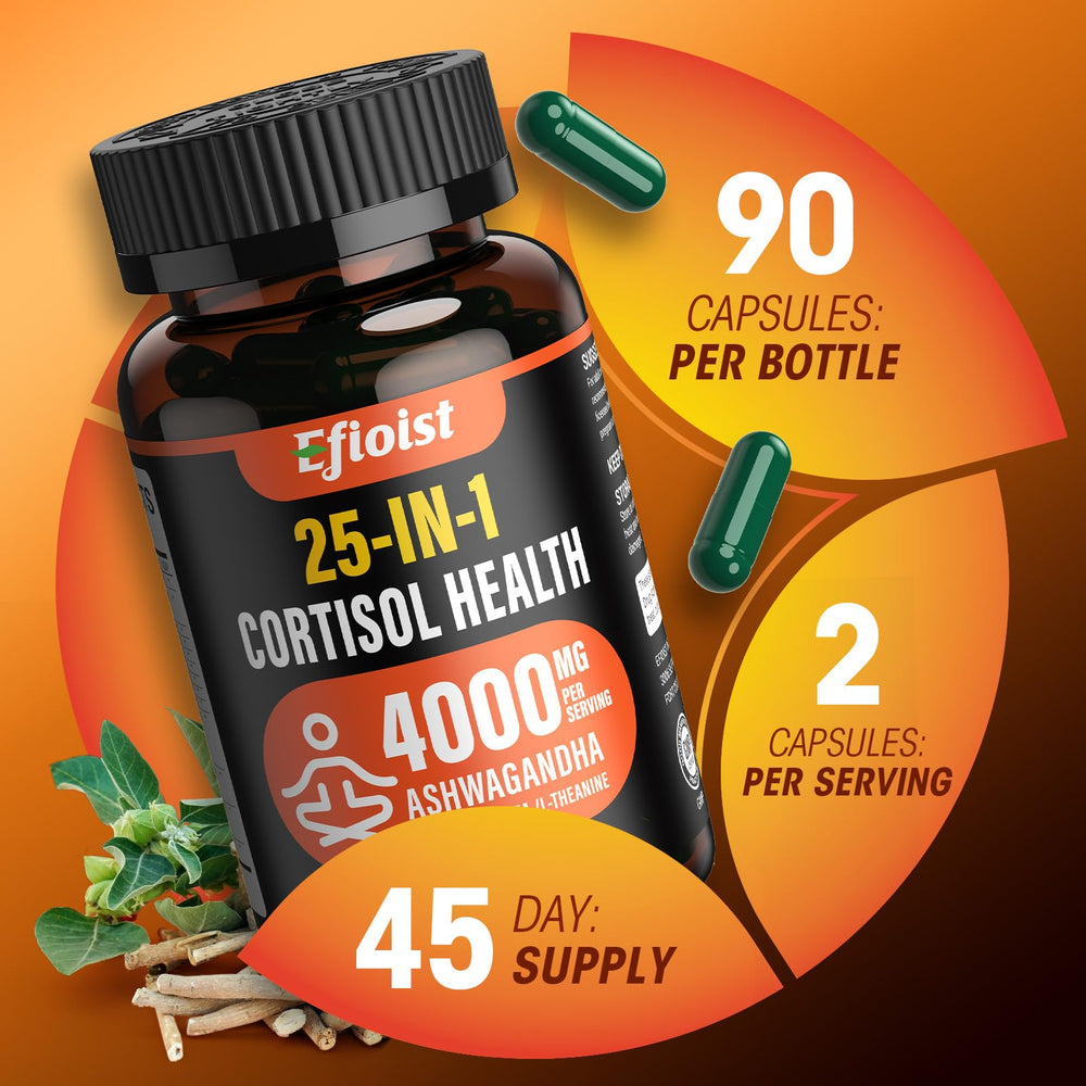 Efioist ashwagandha capsules close-up highlighting potent 200 mg extract per serving.