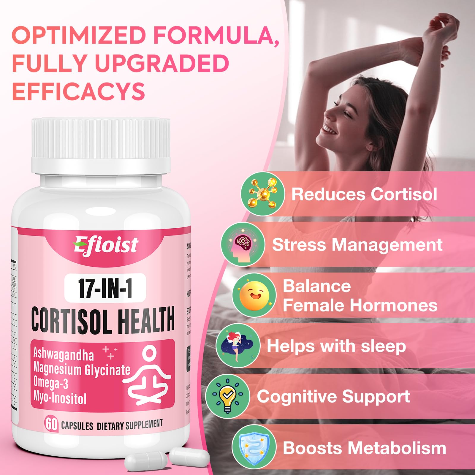 Efioist Cortisol product on white shelf for easy display