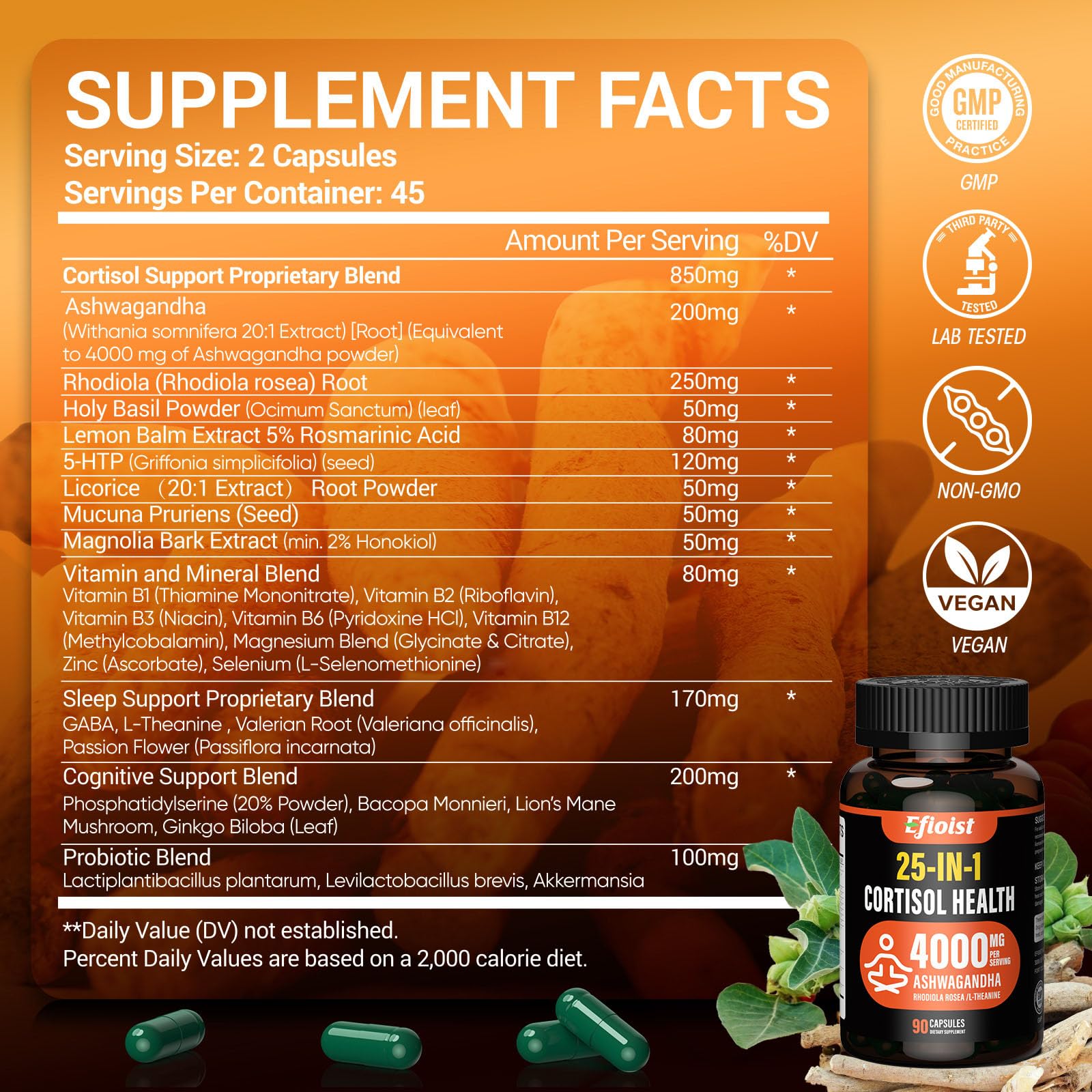 Efioist probiotic sleep support capsules emphasize gut-friendly ingredients aiding nightly rest.