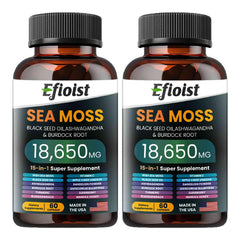 Efioist Sea Moss 6000mg bottle highlighting potent mineral blend for daily energy