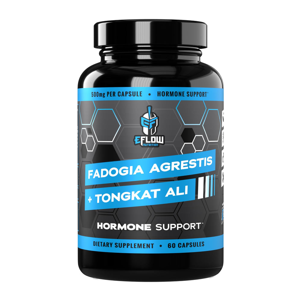 eFlow Nutrition bottle with Fadogia Agrestis and Tongkat Ali capsules for natural performance