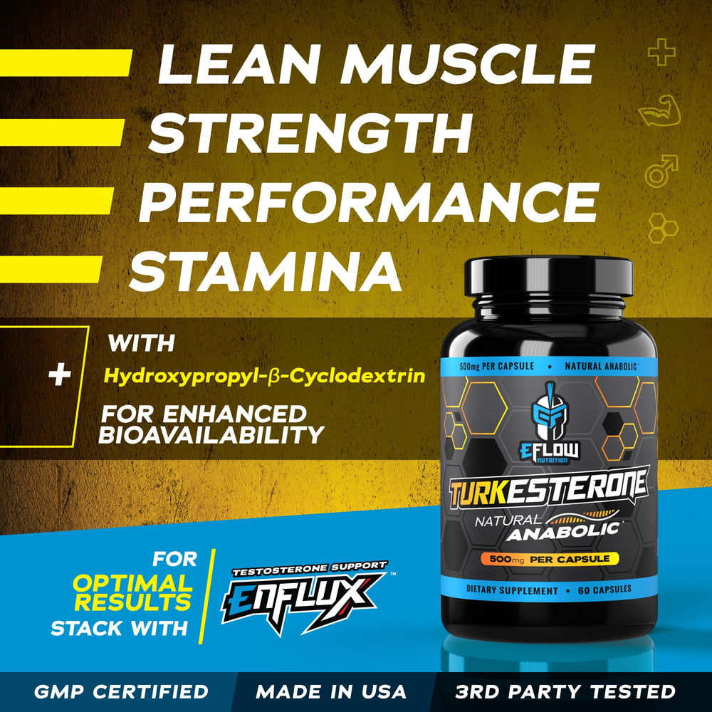 eflow nutrition turkesterone capsules closeup emphasizes premium formulation for performance support.