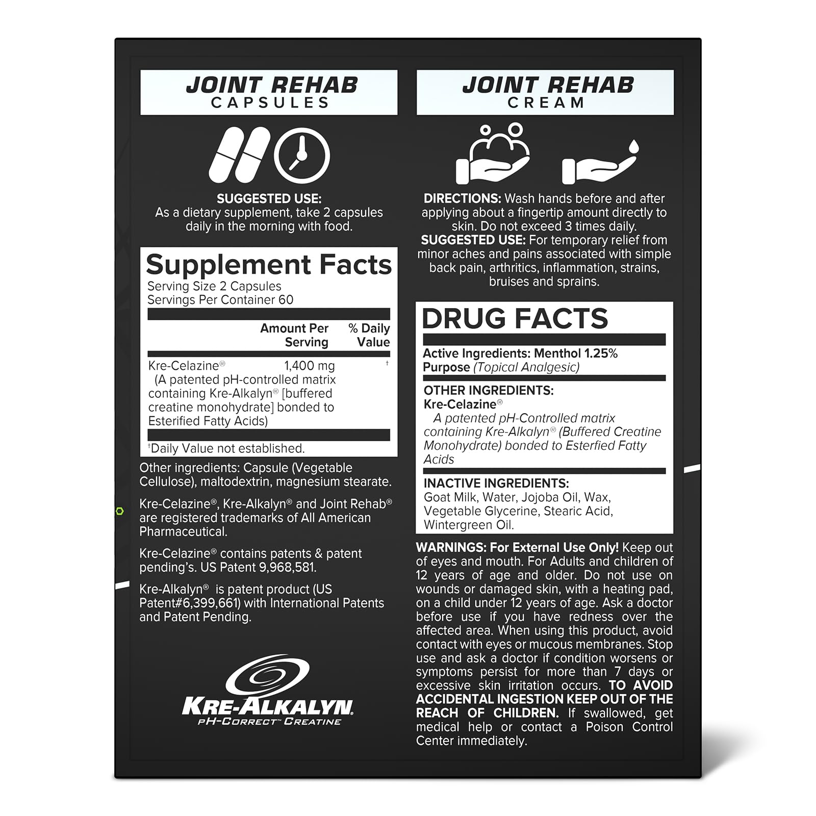 EFX Joint Rehab kit shown ready for use with capsules and cream