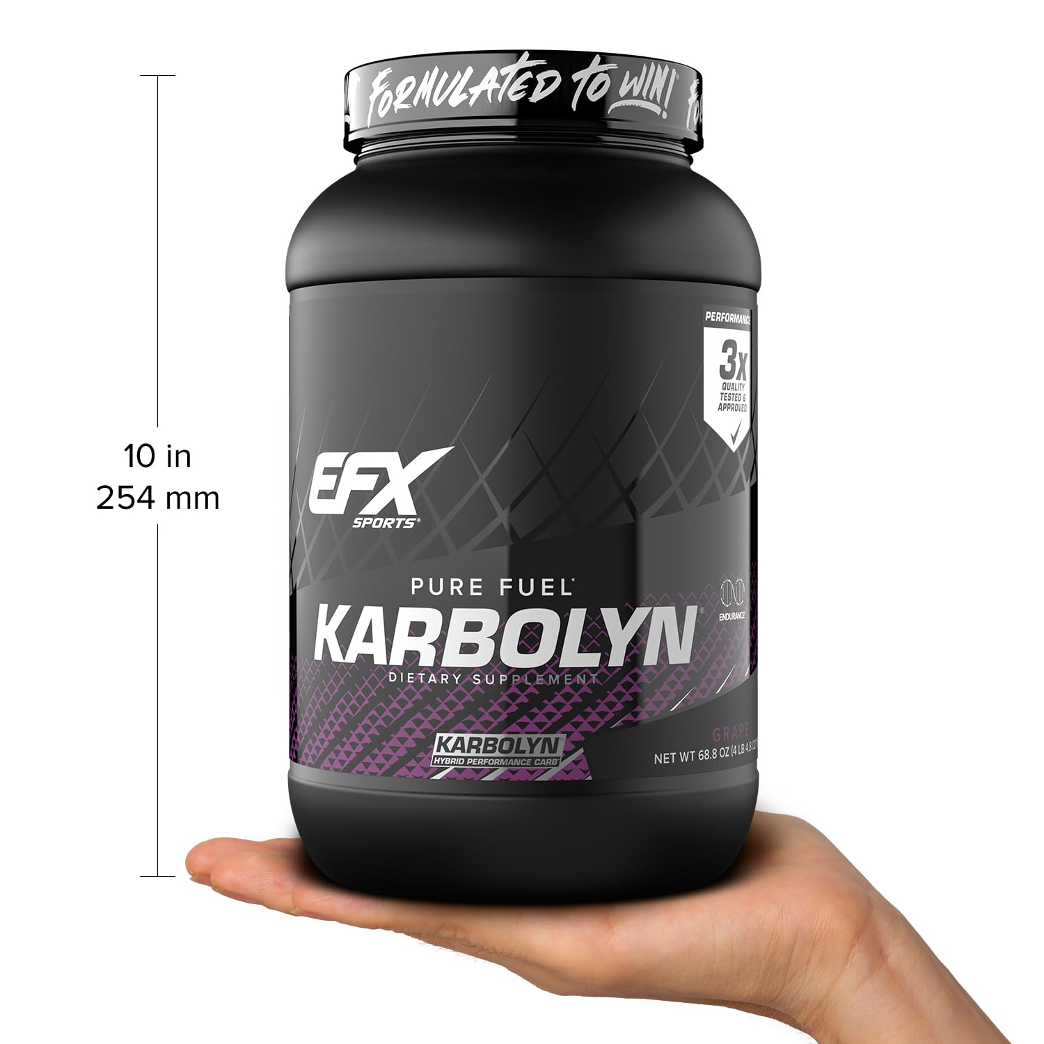 EFX Karbolyn Fuel Informed Sport certification emblem visible on label
