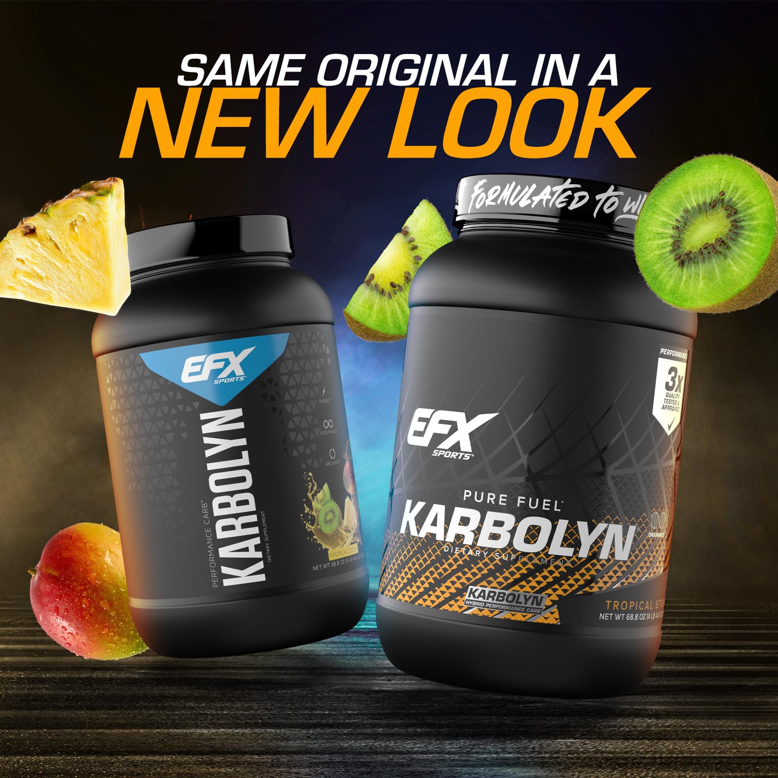 EFX Karbolyn Fuel powder being poured from a scoop for fast-acting energy