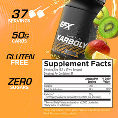 EFX Karbolyn Fuel scoop beside a glass showing sustained energy during training