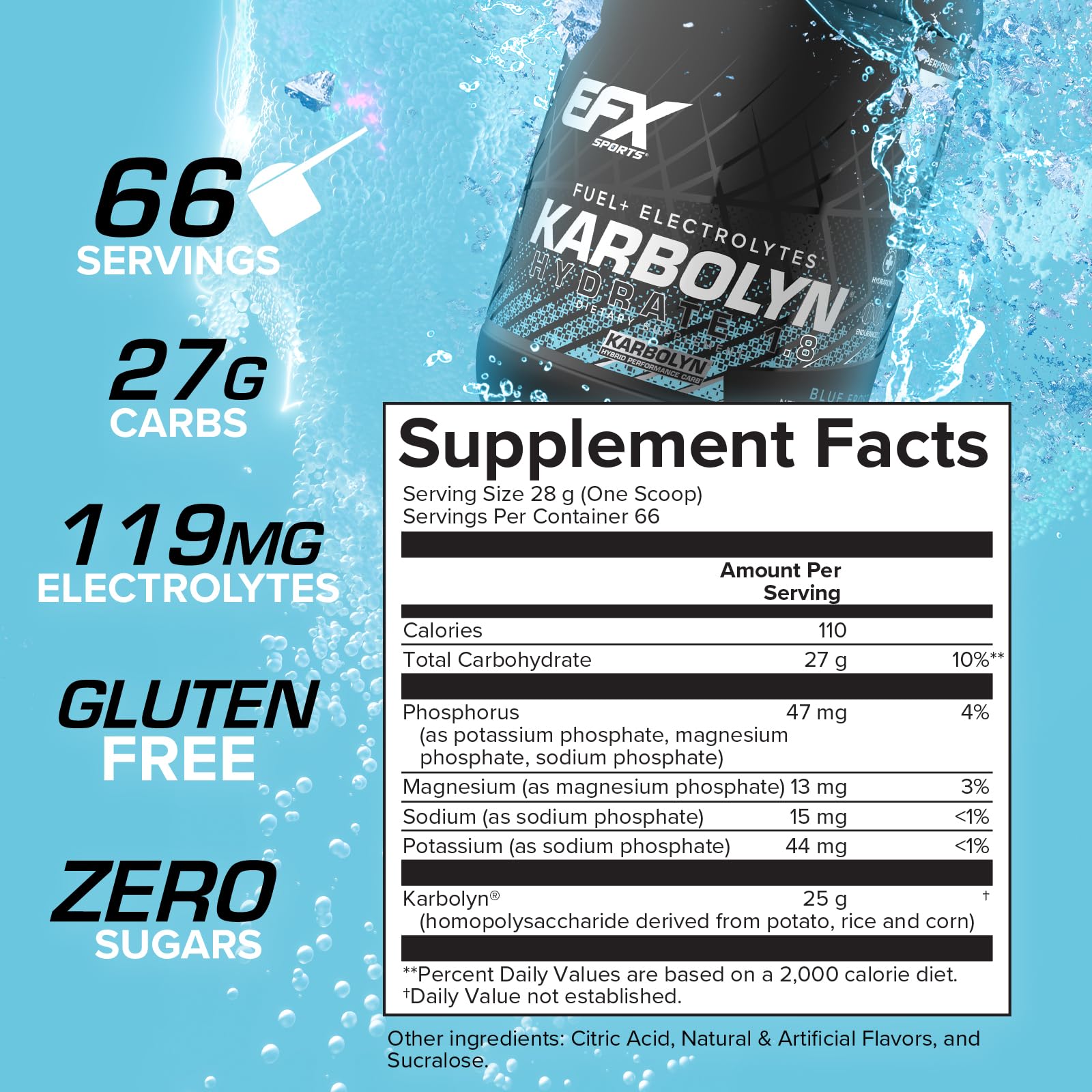 EFX Karbolyn Hydrate glass pour ready-to-mix for hydration during sessions