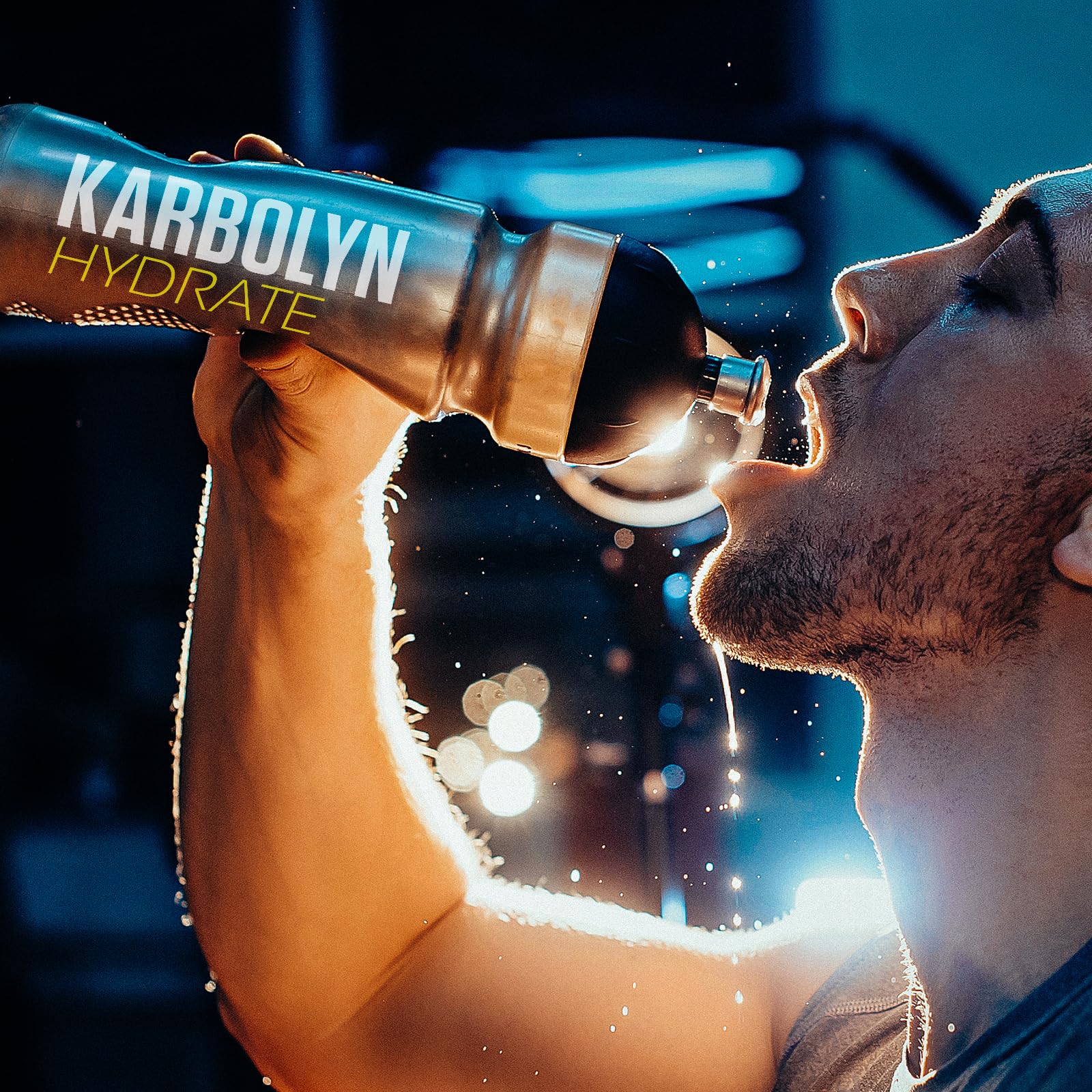 Lid close-up on Karbolyn Hydrate tub showcasing in-house manufacturing claims.