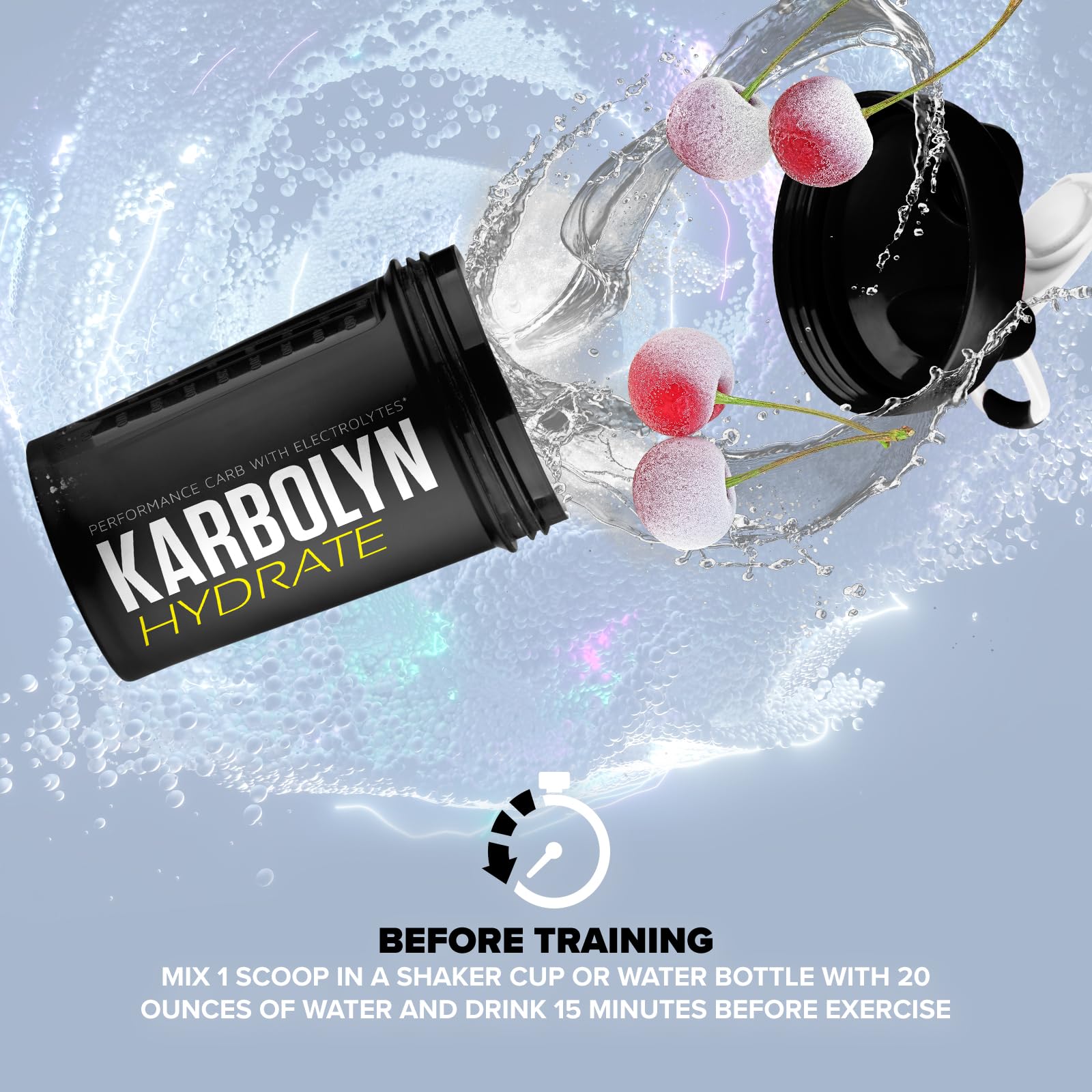 Packaging graphic on Karbolyn Hydrate highlighting key electrolytes