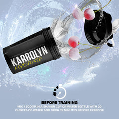 Packaging graphic on Karbolyn Hydrate highlighting key electrolytes