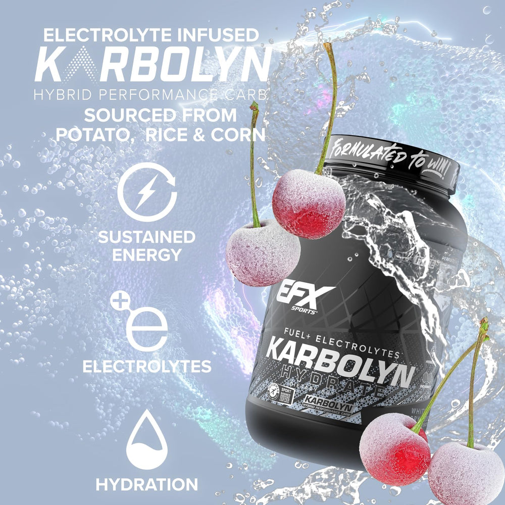 Scoop of Karbolyn Hydrate powder showing texture for fast-acting energy