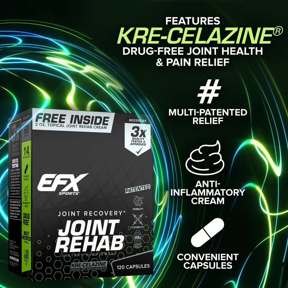 EFX Kre-Alkalyn creatine matrix in Joint Rehab supports activity and mobility