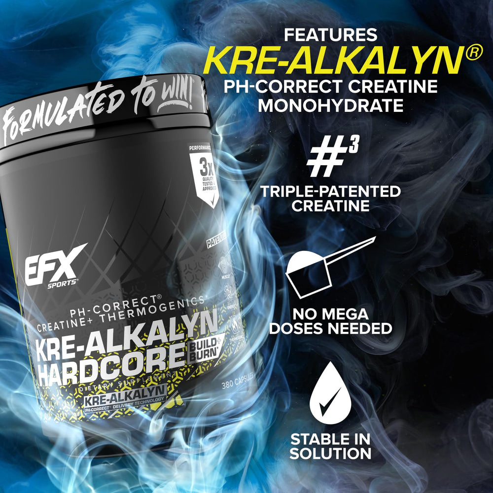 Measuring scoop with EFX Kre-Alkalyn Hardcore for precise servings.