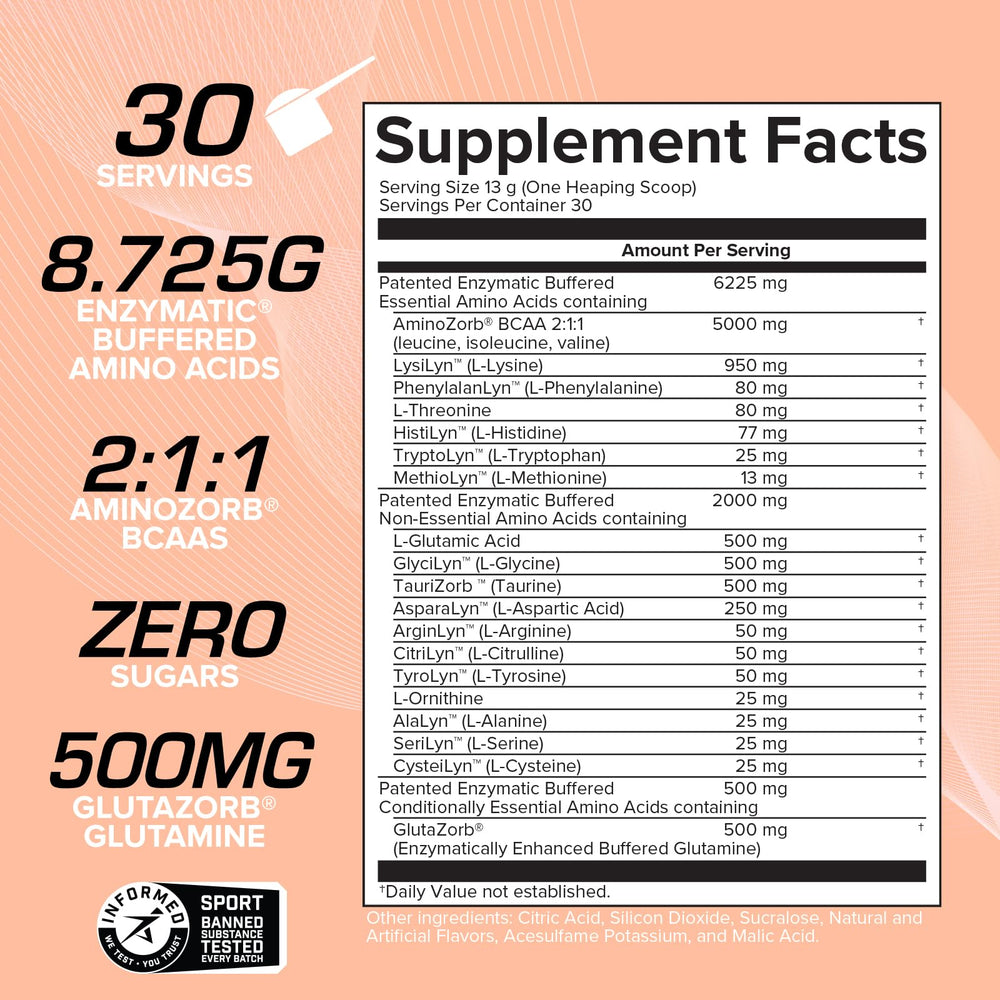 Close-up of Aminozorb Elite 21 label highlighting PH-Correct buffering