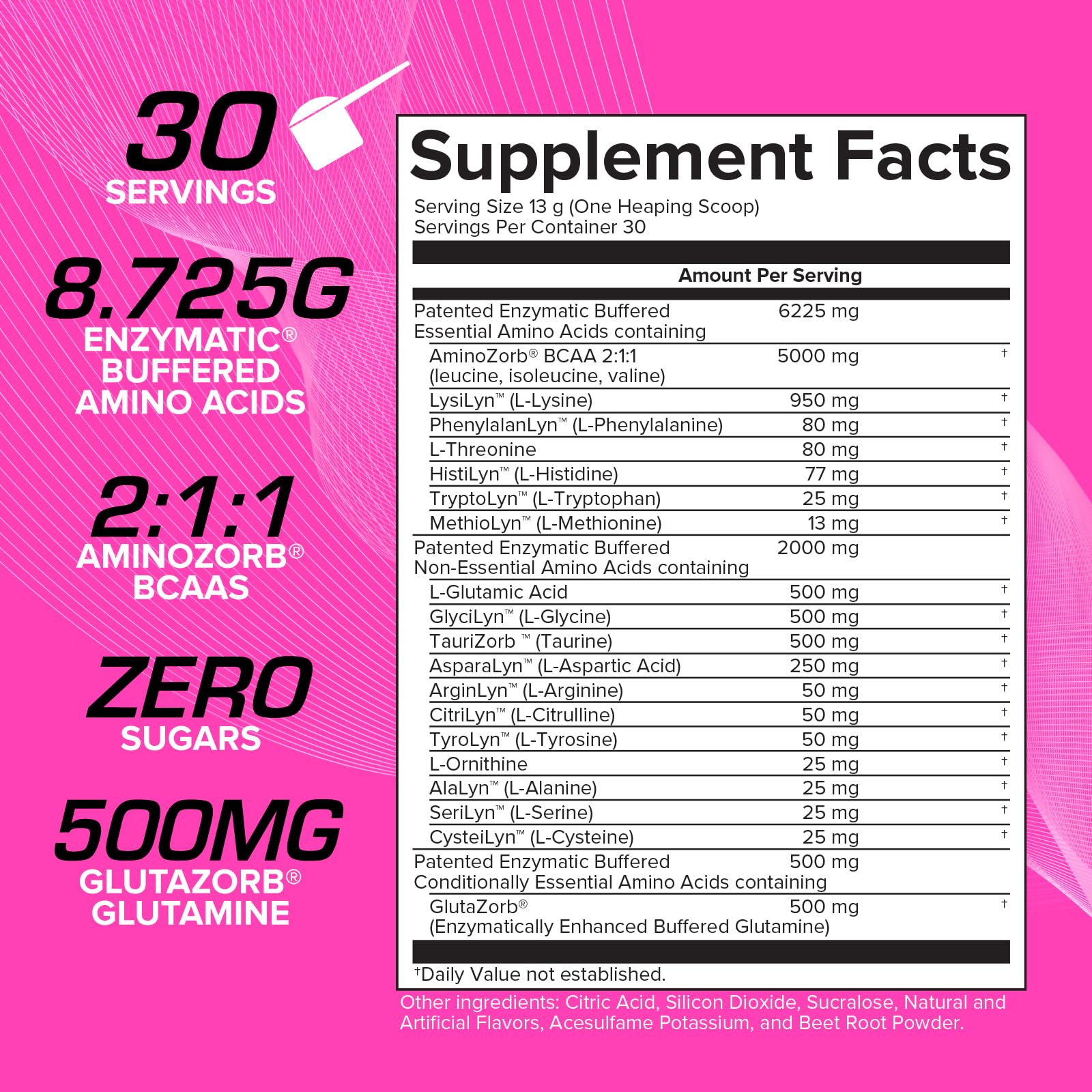 EFX Aminozorb Elite 21 tub front with zero sugar and pink bubblegum