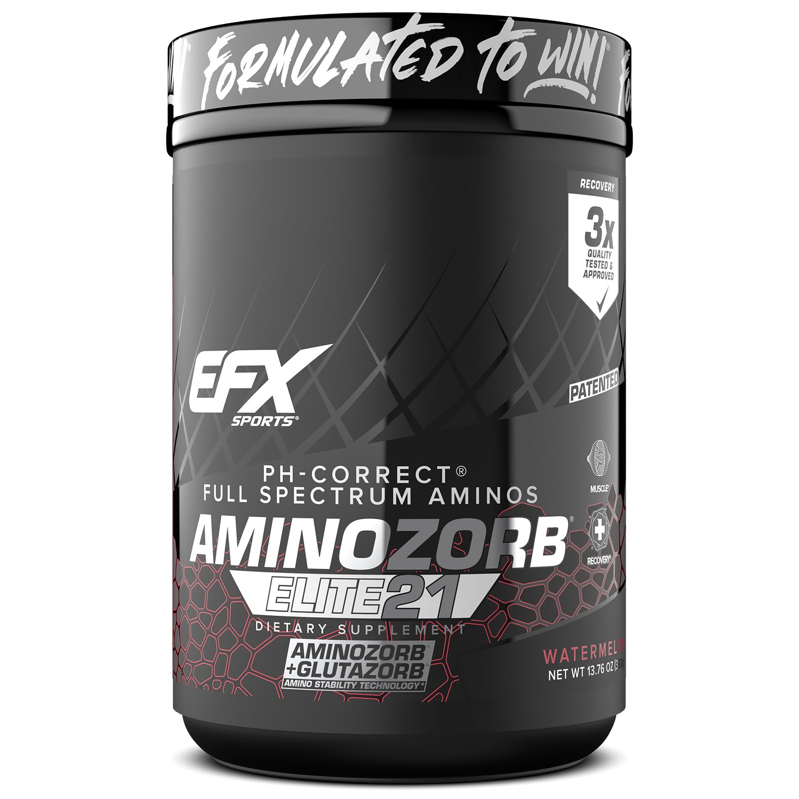 EFX Sports Aminozorb Elite 21 watermelon bottle ready for post-workout use.