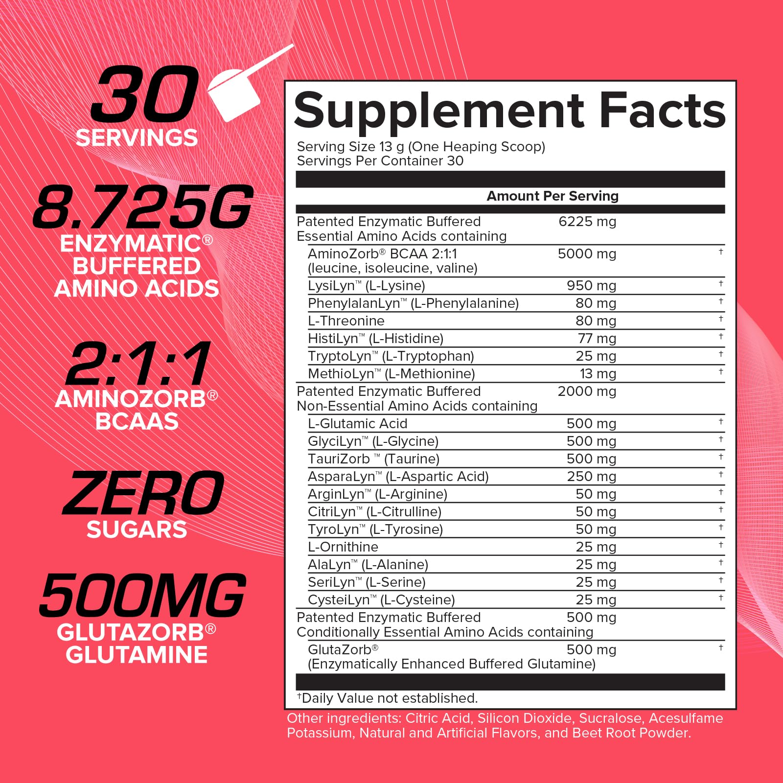 EFX Aminozorb Elite 21 bottle label highlights full spectrum amino acids.