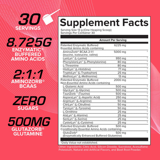 EFX Aminozorb Elite 21 bottle label highlights full spectrum amino acids.