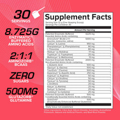 EFX Aminozorb Elite 21 bottle label highlights full spectrum amino acids.