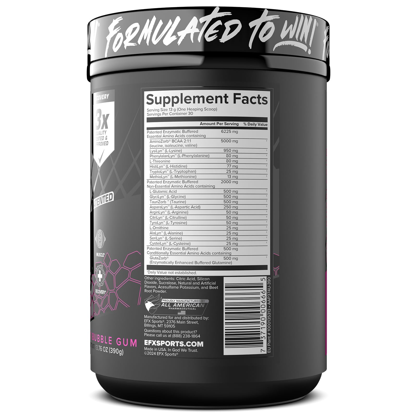 EFX Aminozorb Elite 21 packaging shows zero sugar