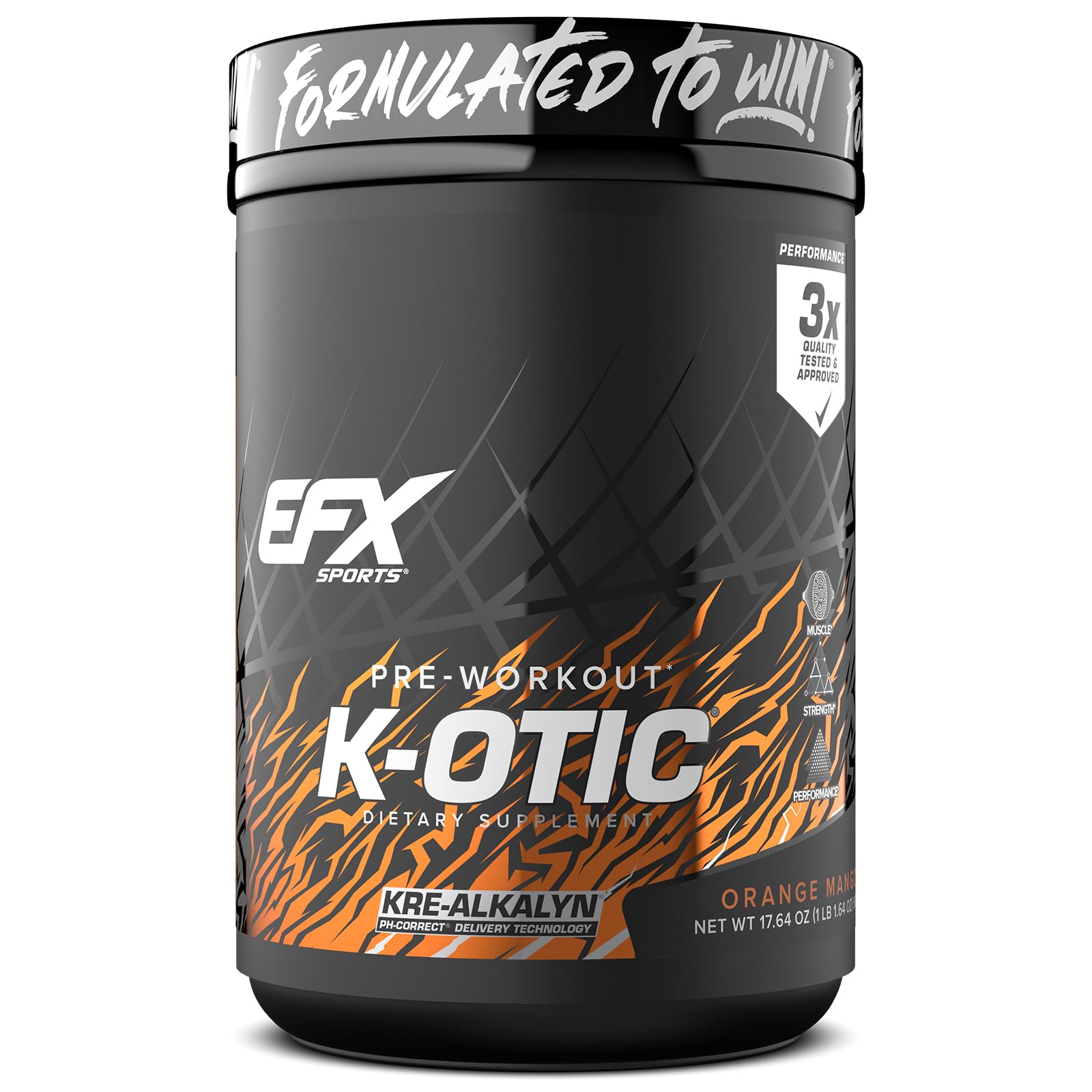 EFX Sports K-OTIC orange mango tub for flavor and pre-workout energy