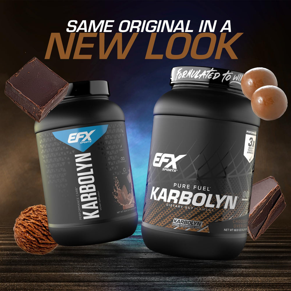 EFX Sports Karbolyn Fuel bottle back shows nutrition facts and serving size.