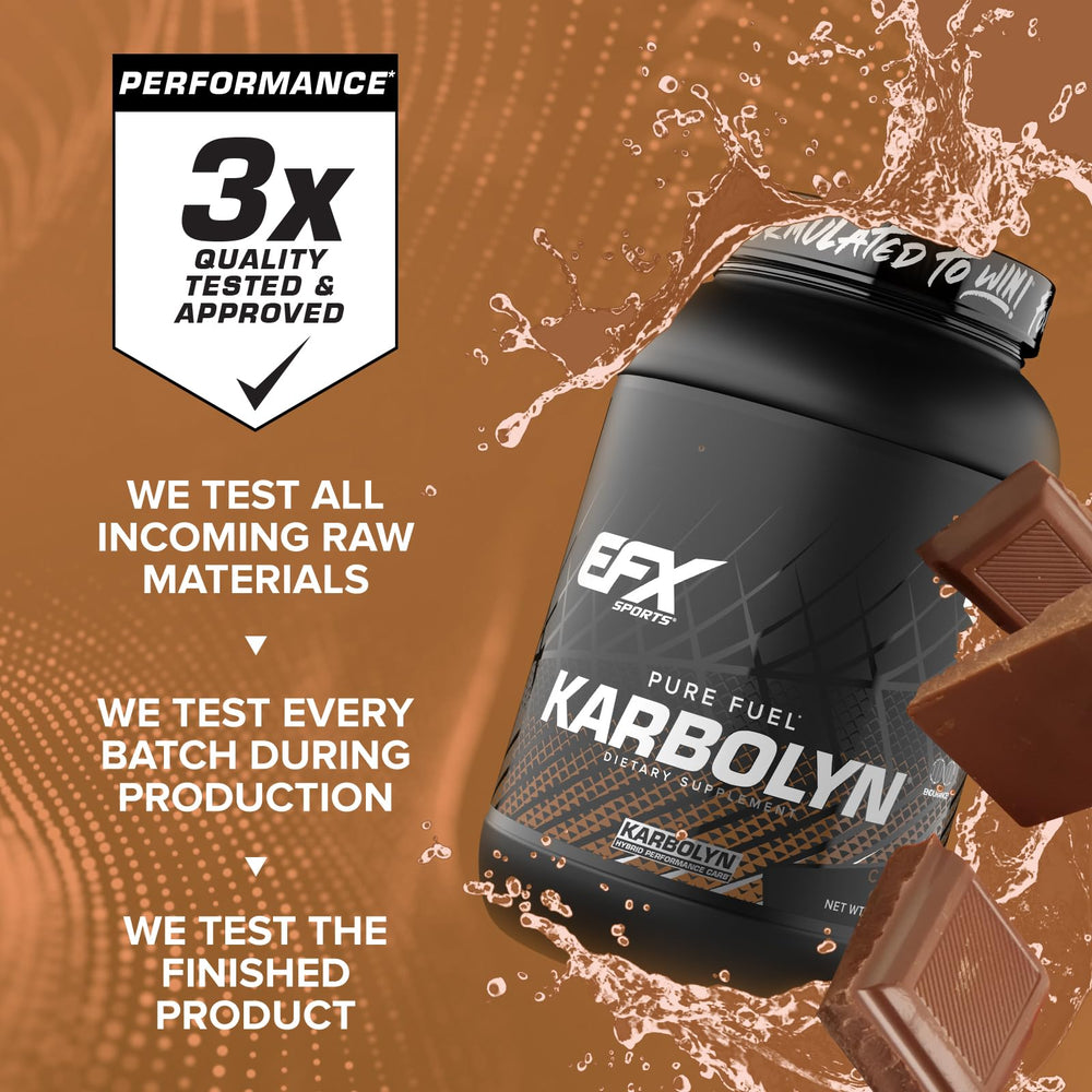 EFX Sports Karbolyn Fuel powder dissolving in water for pre-workout focus.