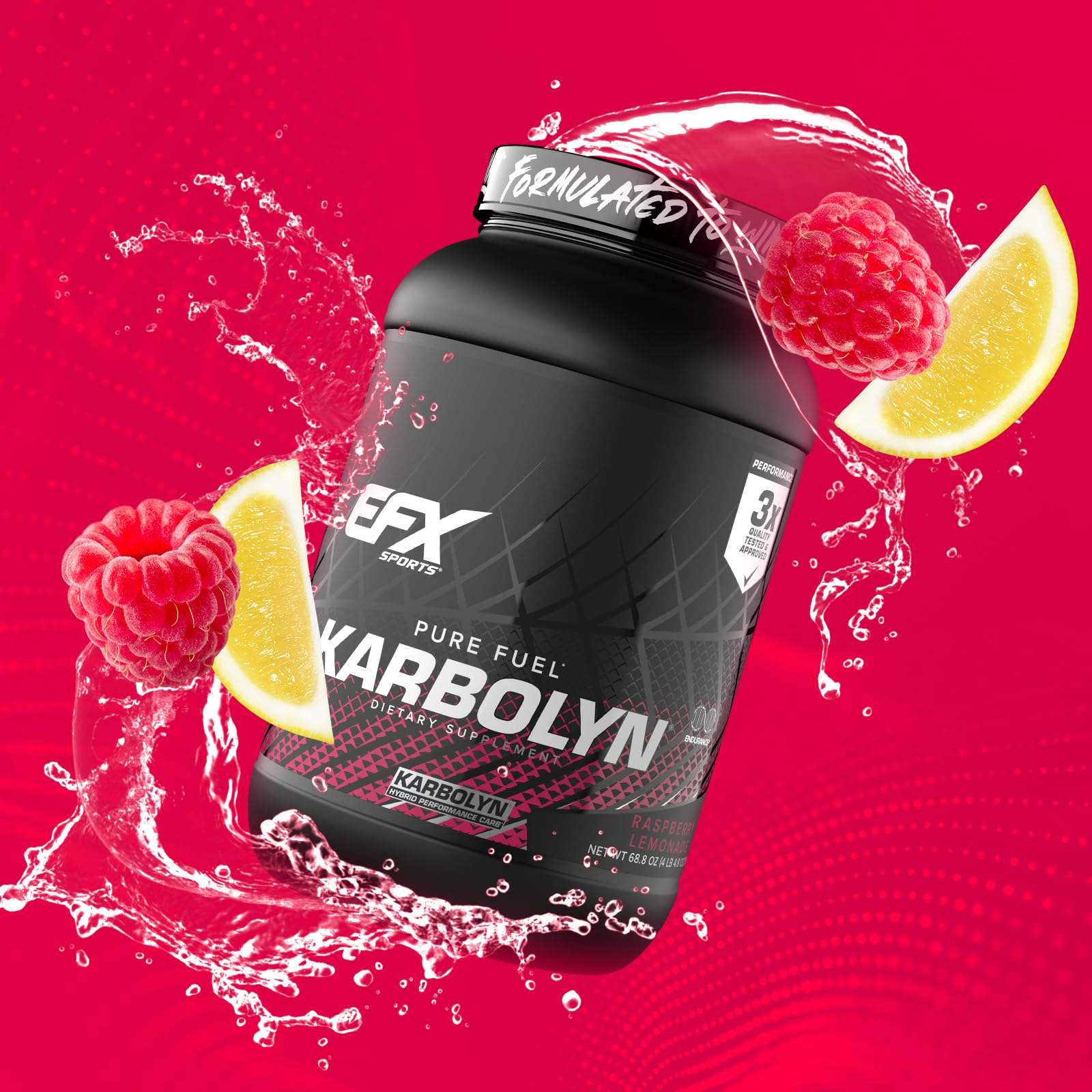 EFX Sports Karbolyn Fuel packaging emphasizes gluten-free and vegan-friendly formulation