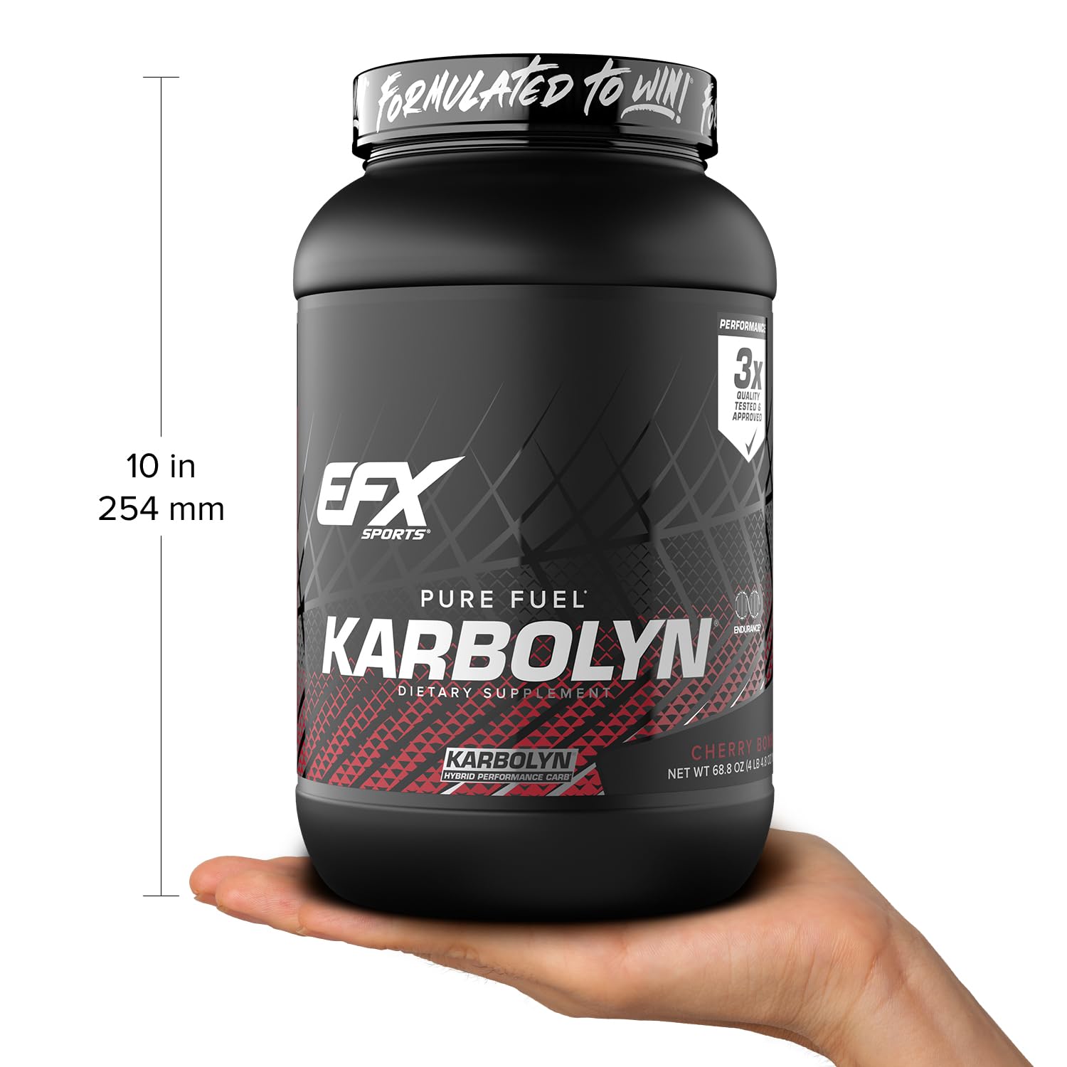 EFX Sports Karbolyn Fuel ingredients label emphasizes vegan-friendly formula