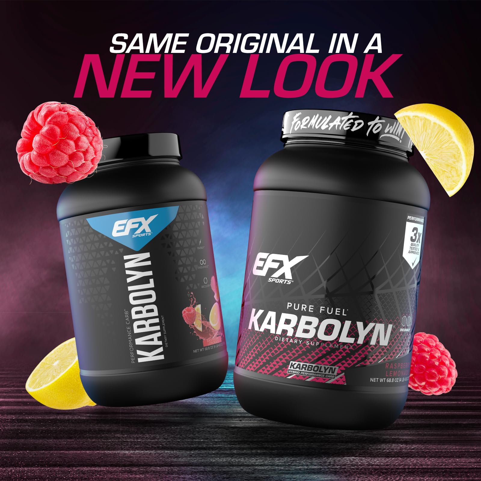 EFX Sports Karbolyn Fuel jar label shows quality and clean sourcing