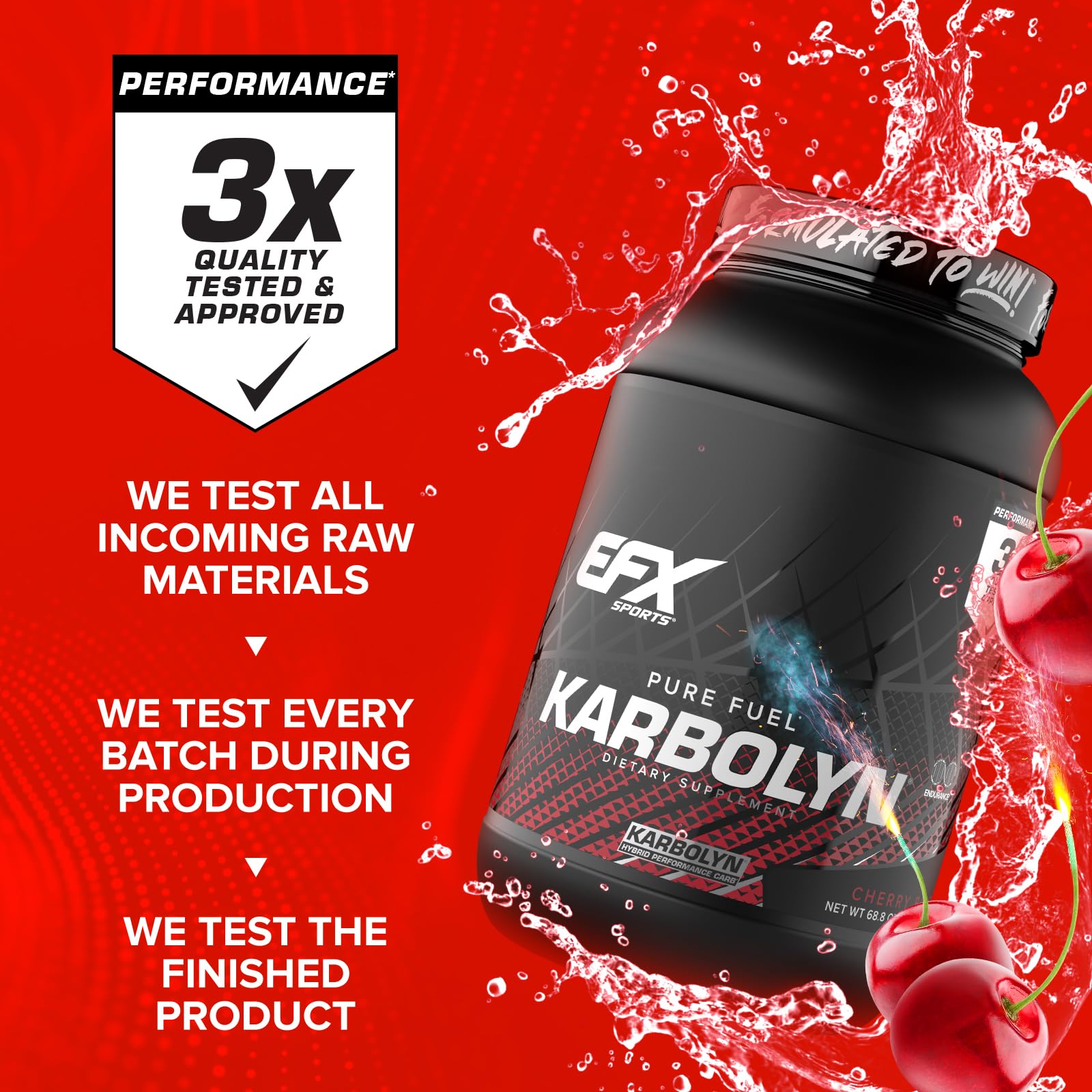 EFX Sports Karbolyn Fuel label close-up Cherry Bomb flavor