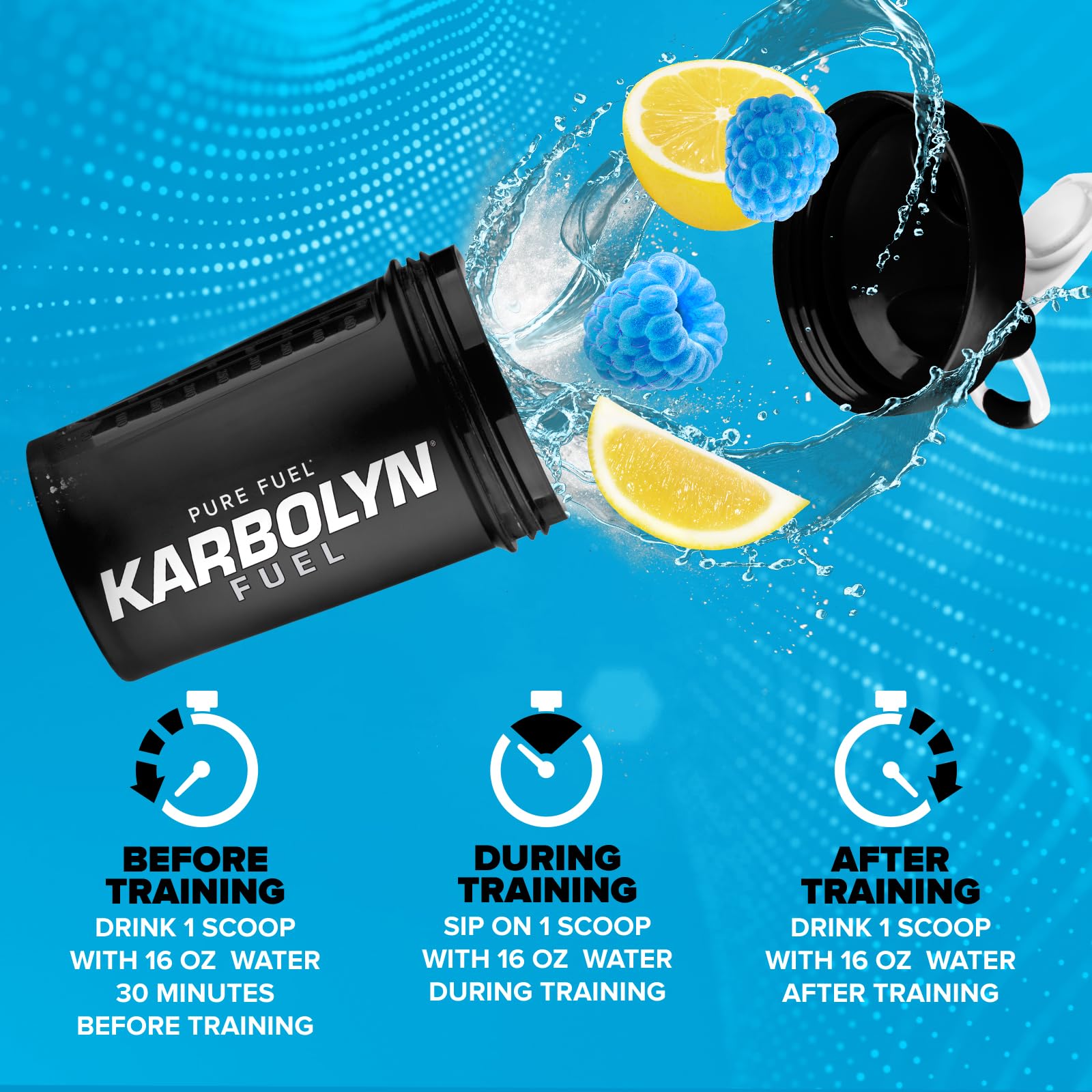 EFX Sports Karbolyn Fuel label close-up confirming vegan, sugar-free, stimulant-free